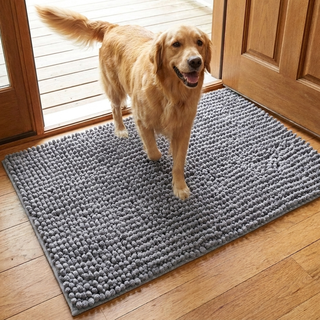 Muddy Mat® TrapMax Dog Door Mat for Muddy Paws – Dirt-Trapping Chenille Entryway Muddy Carpet®, Super Water Absorbent Microfiber, Quick Dry, Slip Resistant Washable Indoor Mat